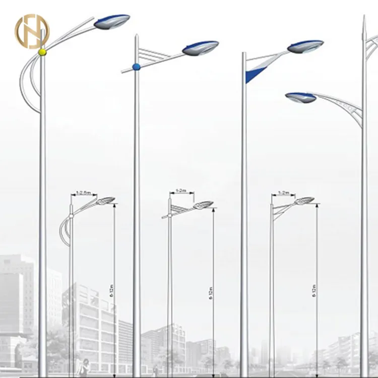 9M 10M 11M 12M Hoge Kwaliteit Thermisch Verzinkt Straatverlichting Pole Lamp Post Met 100W Led Lampen