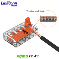 Bloque de terminales de montaje de cable con conector rápido de 5 pines y abrazadera de resorte de 32A, según normas de seguridad americanas 221-415, para iluminación y uso doméstico.