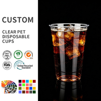 Gobelets en PET transparents personnalisables avec logo, écologiques, jetables, 9/12/20 oz, qualité alimentaire, pour boissons, café glacé, bubble tea, smoothies, sodas, à emporter