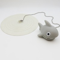 Filtre à cheveux pour drain de salle de bain, couvercle anti-cheveux pour toilettes, bouchon de lavabo, autocollant de drain de sol motif requin, moderne et minimaliste