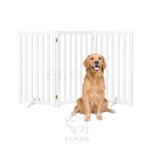 Barrière pour animaux de compagnie autoportante extra haute de 36 pouces, moderne et écologique, en bois massif, pliable, avec pieds de support - Product Image 5