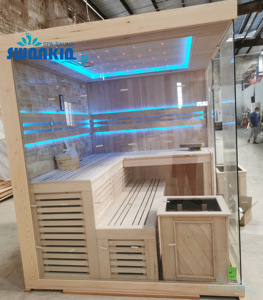<span class=keywords><strong>Prix</strong></span> de gros d'usine 6 personnes éclairage LED en <span class=keywords><strong>bois</strong></span> de pruche canadien salle de sauna intérieur sec - Product Image 4