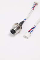 Câble de capteur étanche M12 personnalisé à montage sur panneau, câble blindé torsadé avec terminal XH/Dupont pour l'automatisation, les équipements AGV et marins