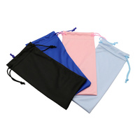 Pochette portable en microfibre douce pour lunettes, multicolore, avec cordon de serrage, logo personnalisé, étui à lunettes, étui de rangement pour lunettes de soleil, 9*18