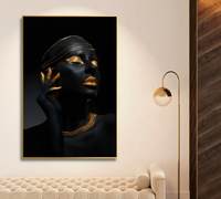 Vente en gros de posters et impressions murales de haute qualité sur toile africaine, 3 panneaux, femmes africaines noires, impression numérique, décoration intérieure