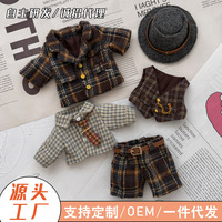 Tenue de costume de petit gentleman pour ours articulé, comprenant chemise et chapeau haut-de-forme, jouet en peluche ours mignon en tissu, pour 14 ans et plus