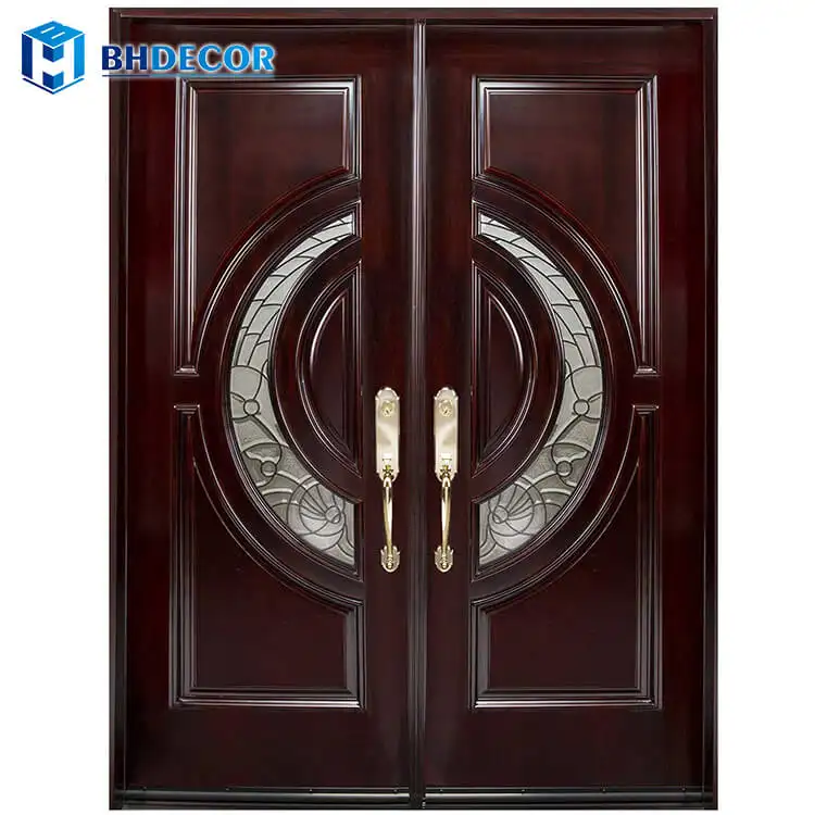 Personalized Euro Farmhouse Rosewood Ebony Zebra Wood Wooden Doors Luxury Exterior Front Entry Door To The Customer'S Dimensions