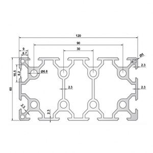 Profilé en alliage d'aluminium industriel Série 6000 T5 Norme Euro 60120 Base de cadre robuste avec service de découpe - Product Image 2