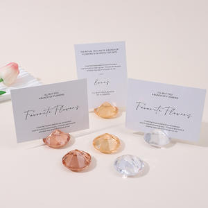Porte-cartes de table en <span class=keywords><strong>diamant</strong></span> pour mariage, porte-numéros de table en acrylique, supports de cartes de table en cristal, dessus de table pour mariage - Product Image 1