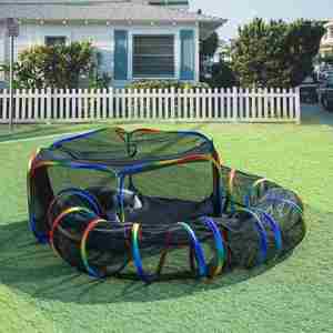 Pop up Outdoor Rainbow Cat Enclosures Playground Outside Portable Cat <b>Tent</b> Circle Playpen Tunnel for Kitty and <b>Small</b> Animals - Product Image 2