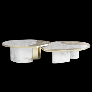 One Stop Solution Luxury Modern Design High End Materials <b>Marble</b> Combination Villa <b>Coffee</b> <b>Table</b> <b>Set</b> With Gold Inlay - Product Image 3
