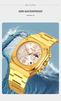 Montre à quartz pour homme 9368, mode, heure mondiale, phase de lune, logo personnalisé, cadran carré, acier inoxydable, étanche, commande en petite série