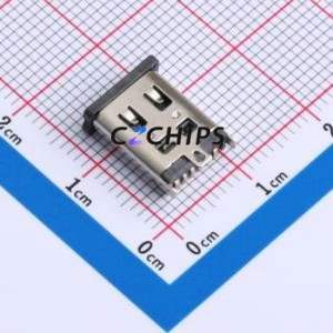 HX TYPE-C 6P LT 10.5 USB Connector SMD Connector ( Connector Type: Type-C )( Gender: Female )( Mounting Type: Vertical Mount ) - Product Image 2