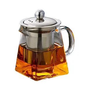 Topverkoper 950Ml Heldere Theekoppot Set Hoge Borosilicaat Theepot Glazen Theepot Met Infuser Handvat Geschikt Voor Kookplaat