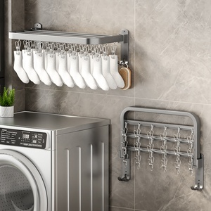 סיטונאי קיר מותקן מתקפל בגדים מתקפל שטח שמירת אלומיניום הביתה כביסה להאריך בגדים מתלה - Product Image 3