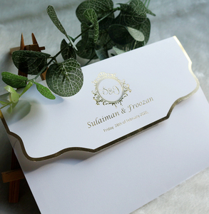 Недорогая бархатная Свадебная пригласительная карточка в мусульманском стиле черно-белая папка для приглашений с горячей печатью конверты - Product Image 3