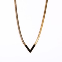 Kalung Rantai Ular Pipih Alami Batu Zamrud Hijau Cangkang Hitam Bentuk V Kalung Baja Anti Karat Lapis Emas 18K