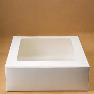 低价热卖白色方形卷部分印刷精美矩形蛋糕盒带标志