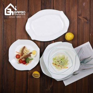 Bol à dessert carré en verre opale blanc trempé, compatible micro-ondes, 6 pouces, avec bord vert, bols à soupe en verre opale, commande en gros en promotion - Product Image 3