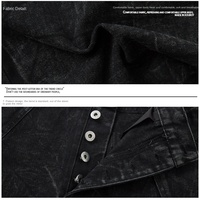 Jean en denim robuste pour homme, coupe droite ample à jambe large, délavé foncé, style industriel, automne-hiver