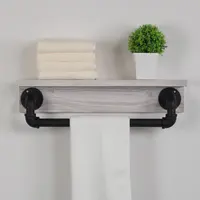 Prateleira flutuante de parede, prateleira flutuante de pinha única para banheiro, multifuncional, preta, lavatória, prateleira