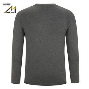 Aonesport Men's Long Sleeve Knitted T-<b>Shirt</b> O-Neck Quick Dry Breathable Sporty Fit Regular Size Solid Color <b>100</b>% <b>Polyester</b> - Product Image 4