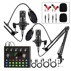 Paquete de Equipamiento para Podcast, 2 Interfaces de <span class=keywords><strong>Audio</strong></span> <span class=keywords><strong>XLR</strong></span> con Cable, Cambiador de Voz, Micrófonos de Condensador, Solución Todo en Uno para Gamers con Cancelación de Ruido - Product Image 1