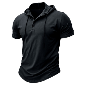 Men's Hooded Short Sleeve Polo Shirt Slim Fit Moisture Wicking Solid White Summer Active wear - Product Image 2