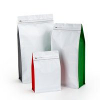 Échantillon gratuit refermable 1 kg 500 g 250 g Sac à café en plastique noir mat à fond plat avec valve et fermeture éclair en aluminium