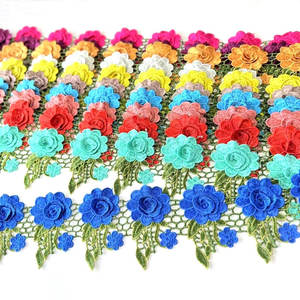 ลูกไม้ปักลายดอกไม้ 3 มิติ หลายสี ประดับด้วยคริสตัลและลูกปัด ทำจากโพลีเอสเตอร์ ขายส่ง - Product Image 4