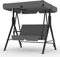 Balançoire de véranda extérieure avec auvent réglable, chaise de patio à 3 places avec support, balançoire extérieure robuste pour adultes