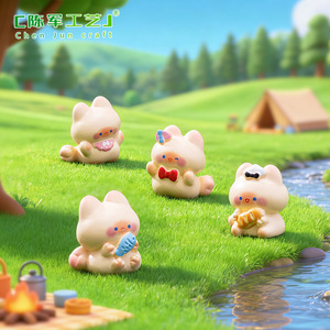 Artisanat en résine, micro-paysage, adorable chaton siamois mignon, décorations DIY, accessoires, mini-ornements de bureau - Product Image 1