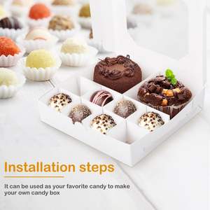 <span class=keywords><strong>กล่อง</strong></span>ขนมแบบขายส่งปรับแต่งได้พร้อมตัวแบ่งช่อง <span class=keywords><strong>กล่อง</strong></span>ของขวัญกระดาษหน้าต่างใสสำหรับบรรจุภัณฑ์ช็อกโกแลต ฟัดจ์ สบู่ และอาหาร - Product Image 1