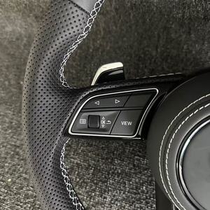 Volant de course personnalisable <span class=keywords><strong>S</strong></span> <span class=keywords><strong>Line</strong></span> en cuir noir semi-perforé pour <span class=keywords><strong>Audi</strong></span> <span class=keywords><strong>A3</strong></span> 8V A4 A6 C7 B8 B9 RS3 S3 S5 Q3 SQ5 Q8 - Product Image 4