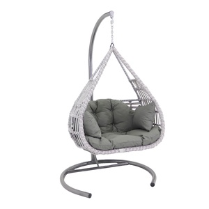 Fauteuil suspendu en rotin moderne fait à la main, meubles d'extérieur pour hôtel, meubles d'intérieur en osier, balançoire de jardin pour adultes, balançoire suspendue en forme d'œuf, métal - Product Image 1