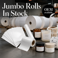 Papier autocollant en rouleau en vrac, papier couché brillant pour impression jet d'encre, étiquettes personnalisées OEM, papier autocollant plat