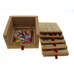 Bán Chạy Bộ Cờ Vua Mini Du Lịch Bằng Gỗ 5 Trong 1 Hộp Trò Chơi Cờ Bàn Tic Tac Toe Bộ Cờ Đam Trung Quốc - Product Image 5