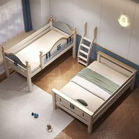 Französisches Design Kinder-Etagenbett Multifunktionales Hochbett mit Schubladen und Rutsche für Schlafzimmer