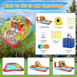Château gonflable de jardin avec souffleur pour enfants de 3 à 12 ans, maison de rebond extérieure/intérieure, parc aquatique - Product Image 4