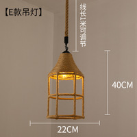 Lustre suspendu E27 en corde de chanvre, style rétro et rustique, créatif, pour café, restaurant et bar, design américain et campagnard
