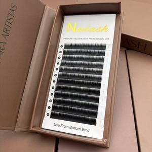 Extensions de cils inférieurs faites à la main, super noires, en poils synthétiques, volume intense, mix 5-6-7-8-9-10mm, courbure <span class=keywords><strong>J</strong></span>, facile à éventail, épaisseur 0.07 - Product Image 6
