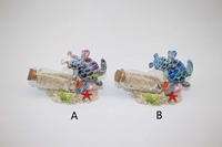 Vente en gros de tortue de mer personnalisée bouteille de sable en verre poisson tropical décor côtier bouteille de sable avec coquillage pour souvenirs de plage