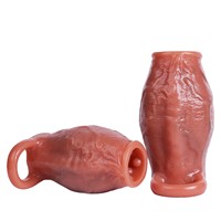 Manchon pénien en silicone creux de grande taille pour adulte, à commande manuelle, pour l'augmentation de la longueur et de la circonférence, type Monster Dildo
