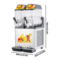 Machine à slush électrique commerciale à 2 réservoirs en acier inoxydable, distributeur automatique de boissons glacées à 2 saveurs pour les fêtes et les hôtels