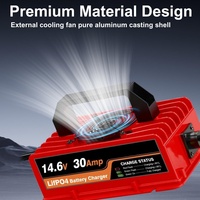 Chargeur de batterie au lithium LifePO4 14,6 V 30 A, étanche IP67, pour remorque, camping-car, SUV, bateau, chargeur de batterie 12 V 12,8 V Lipo Li-ion LifePO4