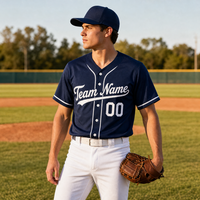 Maillot de baseball personnalisé bleu roi, col en V, boutonné, manches courtes, bordure blanche, uniforme d'équipe, séchage rapide, respirant, maillot de sport