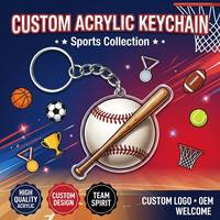 Porte-clés en acrylique personnalisé pour le sport, basketball, football, baseball, trophée, porte-clés transparent, cadeaux d'esprit d'équipe athlétique, prix de tournoi