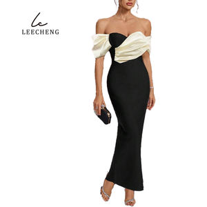 <span class=keywords><strong>Vestido</strong></span> largo <span class=keywords><strong>ajustado</strong></span> con hombros descubiertos y giro de color a juego, <span class=keywords><strong>vestido</strong></span> de fiesta elegante, adecuado para invitados de boda, ceremonia de graduación - Product Image 6