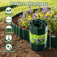 Bordure paysagère, clôture de jardin, bordure de pelouse, bordure de parterre de fleurs, bordure en plastique ondulé, rouleau flexible, respectueux de l'environnement, pour cour, patio, ferme