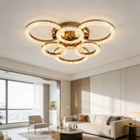 Plafonnier LED en acrylique doré JACKSUN 23,62'' Lumière tricolore Dimmable avec télécommande Plafonnier central pour salon